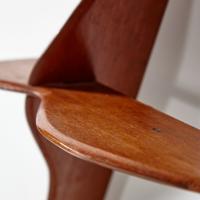 Vintage teak wall shelf in the shape of a wave, Denmark