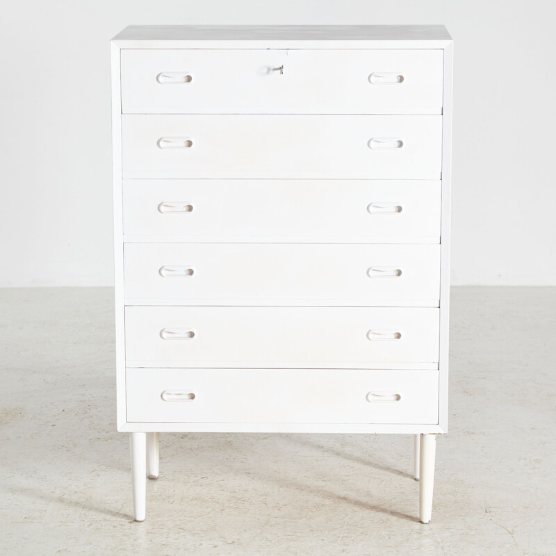 Vintage chest of drawers painted in white, Denmark