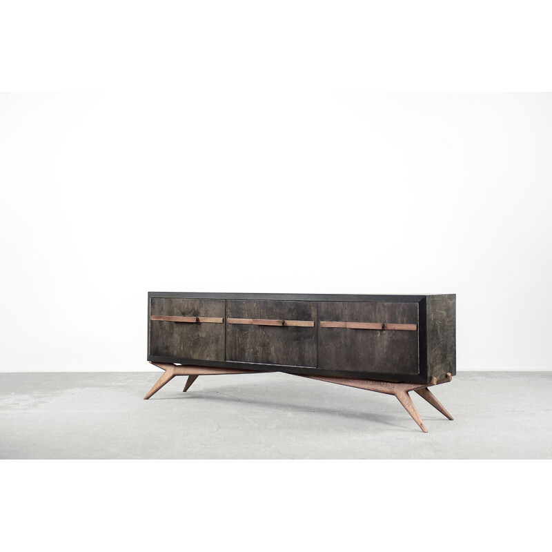 Scandinavisch vintage berkenhouten dressoir, 1960