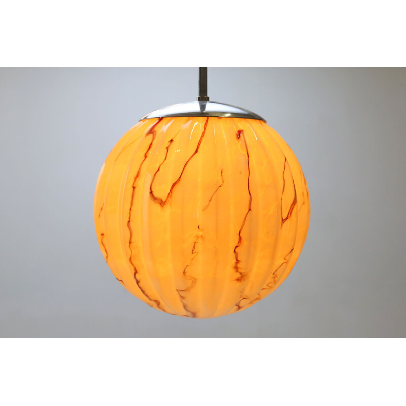 Art Deco vintage opaline glass pendant lamp, 1930