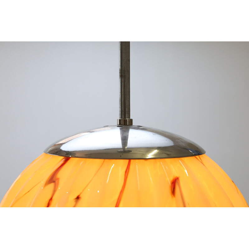 Art Deco vintage opaline glass pendant lamp, 1930