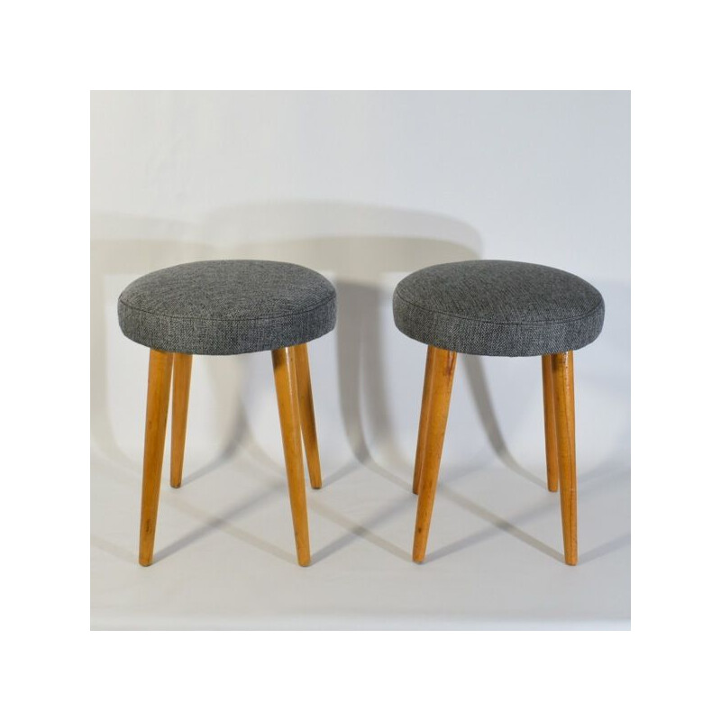 Tabouret vintage gris à ressort, 1950-1960