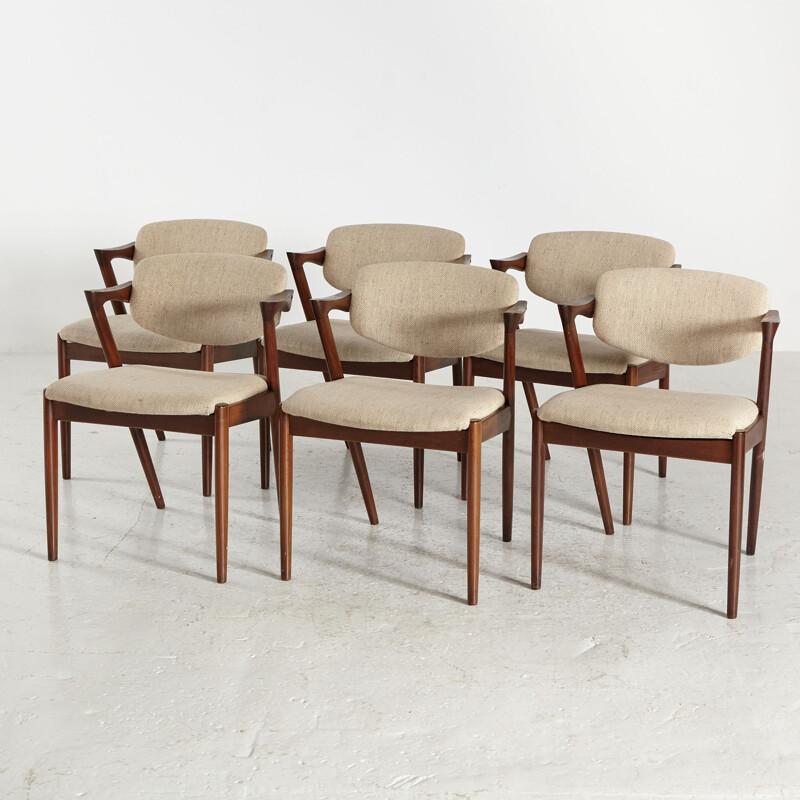 Ensemble de 6 chaises vintage en teck par Kai Kristiansen pour Schou Andersen, 1960