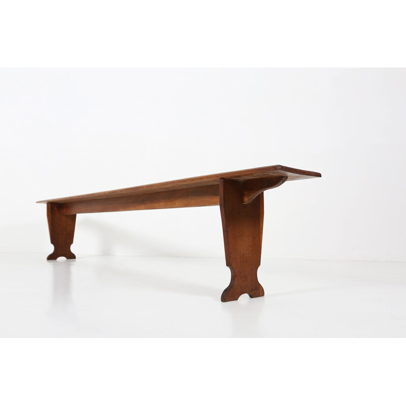 Vintage oakwood church bench, 1940