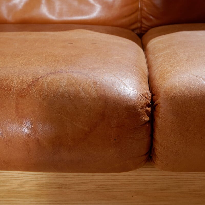 Vintage three-seater leather sofa for Silkeborg, Denmark