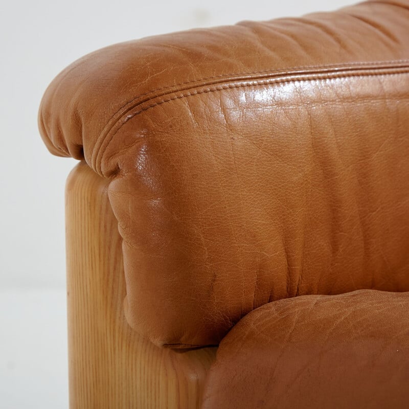 Vintage three-seater leather sofa for Silkeborg, Denmark