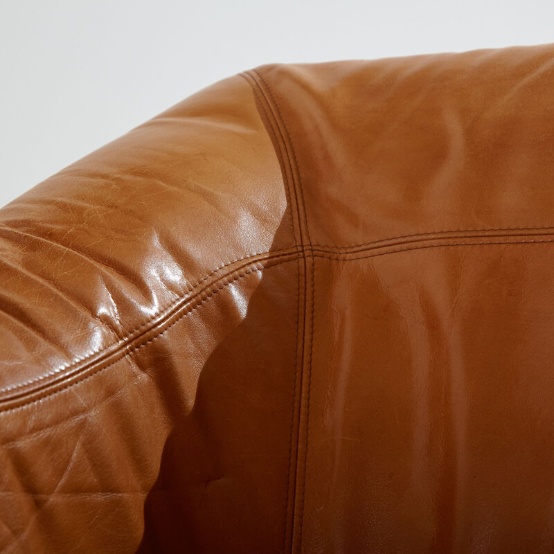 Vintage three-seater leather sofa for Silkeborg, Denmark