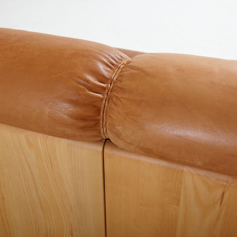 Vintage three-seater leather sofa for Silkeborg, Denmark