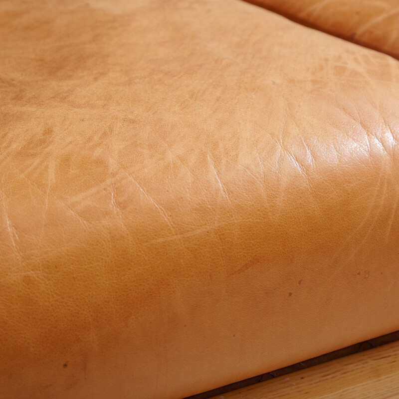 Canapé vintage en cuir à deux places pour Silkeborg, Danemark