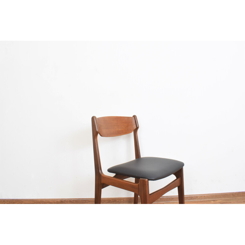 Ensemble de 6 chaises danoises vintage en teck et cuir par Erik Buch, 1960
