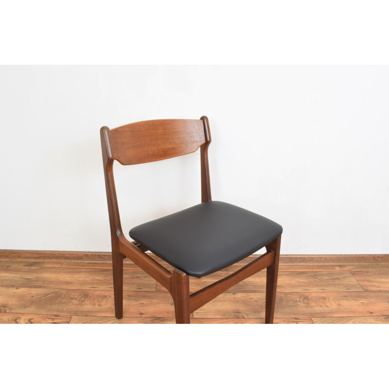 Set of 6 mid-century Danish teak & leather dining chairs by Erik Buch, 1960s