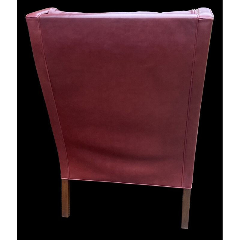 Vintage-Sessel und Fußstütze aus indisch-rotem Leder von Borge Mogensen, 2004