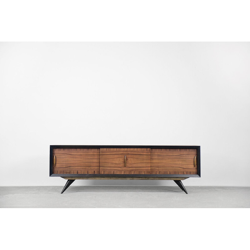 Mid-century Scandinavian birchwood sideboard with walnut front, 1960s