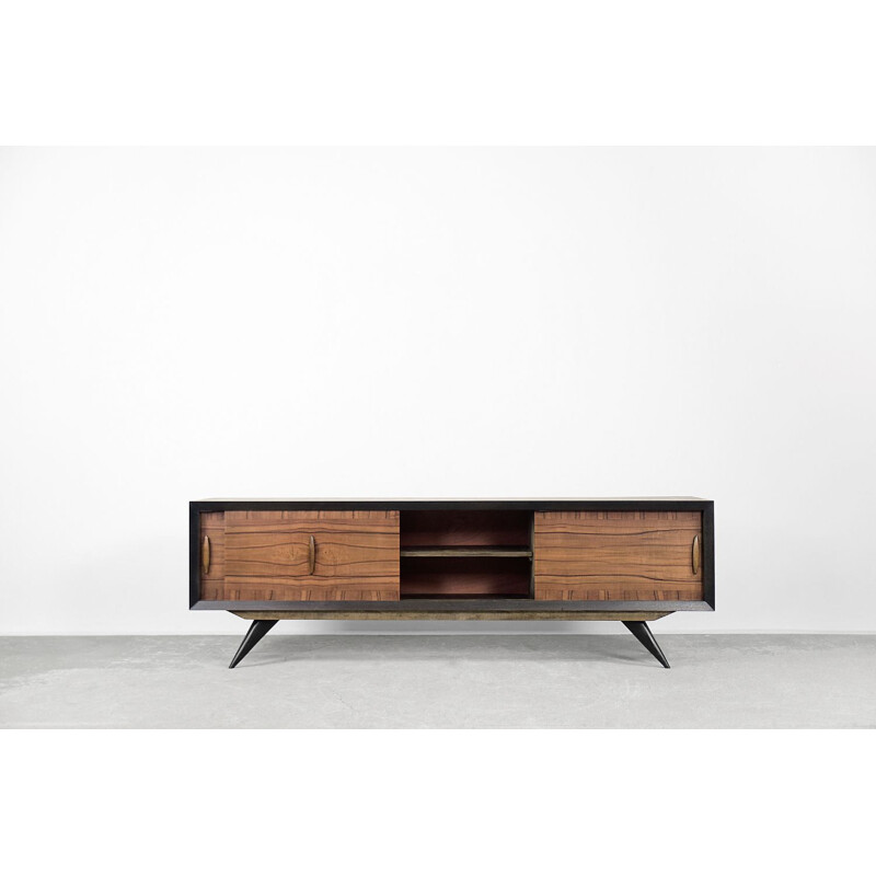 Mid-century Scandinavian birchwood sideboard with walnut front, 1960s