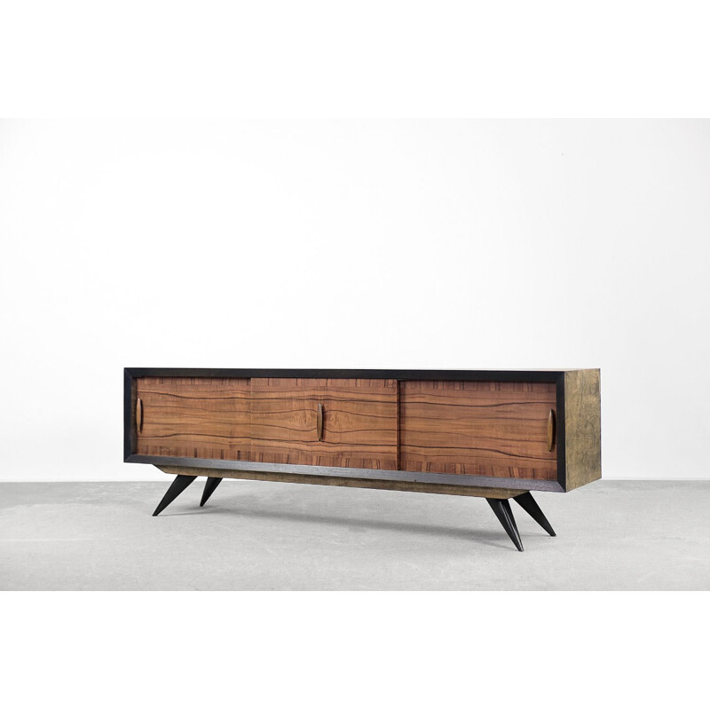 Mid-century Scandinavian birchwood sideboard with walnut front, 1960s