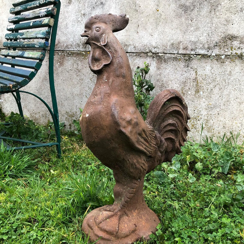 Estatua de gallo de hierro fundido de época, 1900