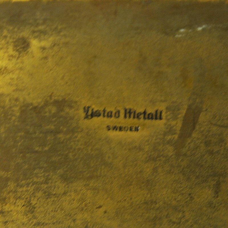 Vintage messing en houten doos van Ystad Metall, Zweden 1940