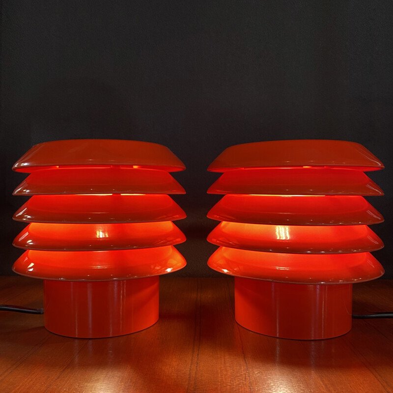 Pair of vintage lamps in stained bakelite by Elio Martinelli, Italy 1970