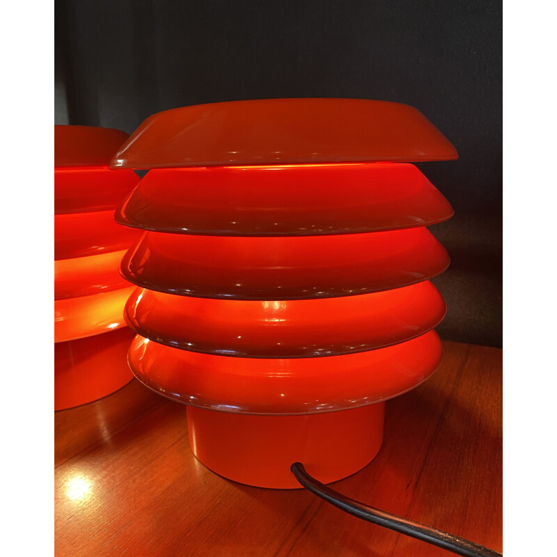 Pair of vintage lamps in stained bakelite by Elio Martinelli, Italy 1970