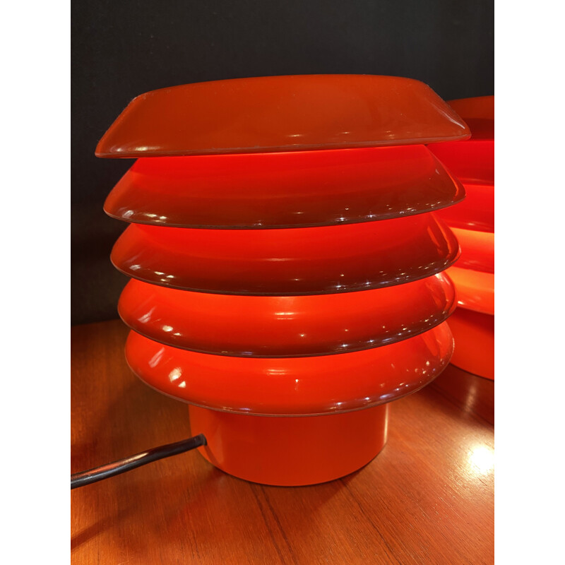 Pair of vintage lamps in stained bakelite by Elio Martinelli, Italy 1970