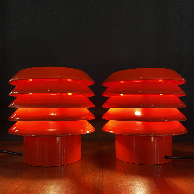 Pair of vintage lamps in stained bakelite by Elio Martinelli, Italy 1970