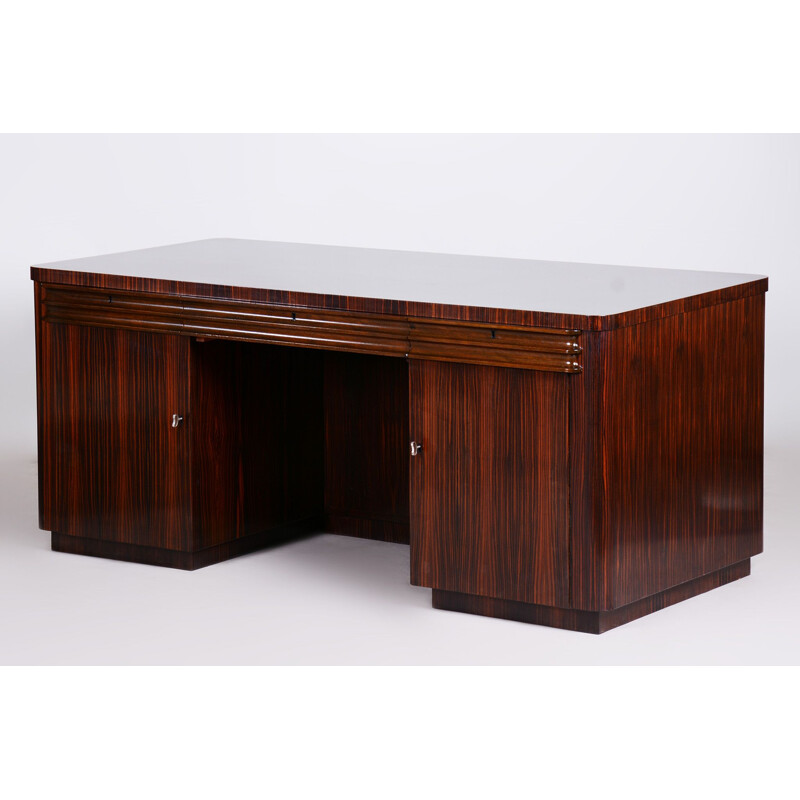 Vintage ebony and oak desk, France 1930