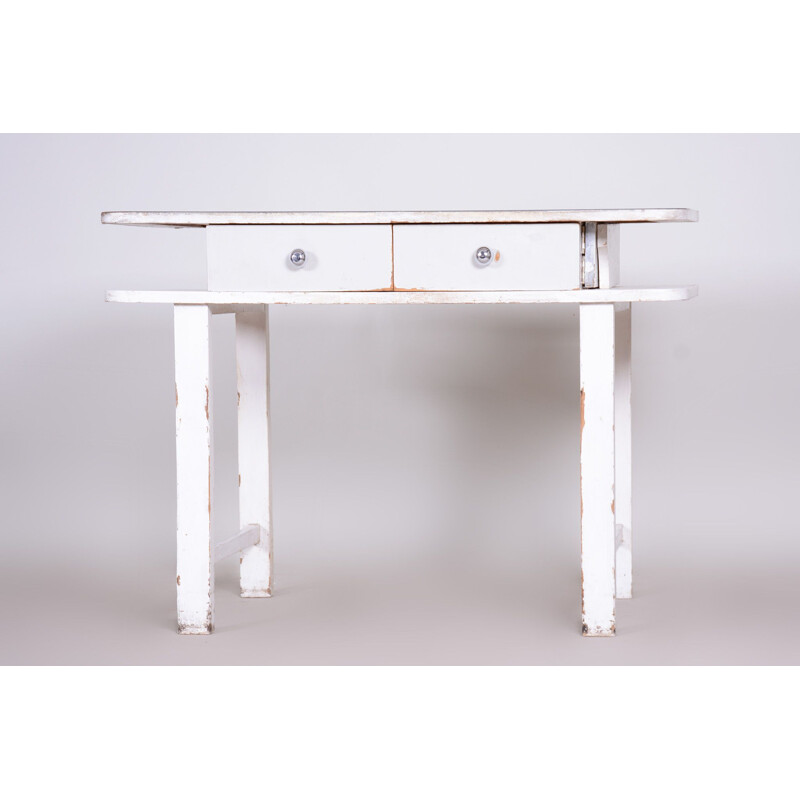 White Art Deco vintage lacquered wood dining table, 1930s