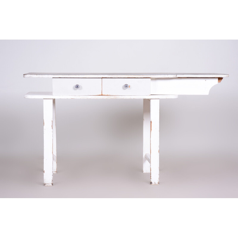 White Art Deco vintage lacquered wood dining table, 1930s