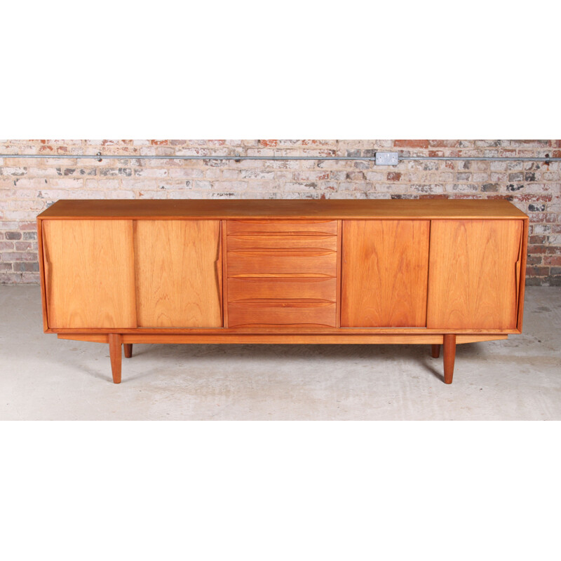 Mid century teak sideboard with sliding doors for Dyrlund, Denmark 1960s