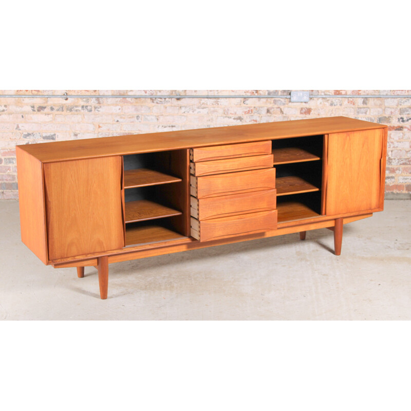 Mid century teak sideboard with sliding doors for Dyrlund, Denmark 1960s