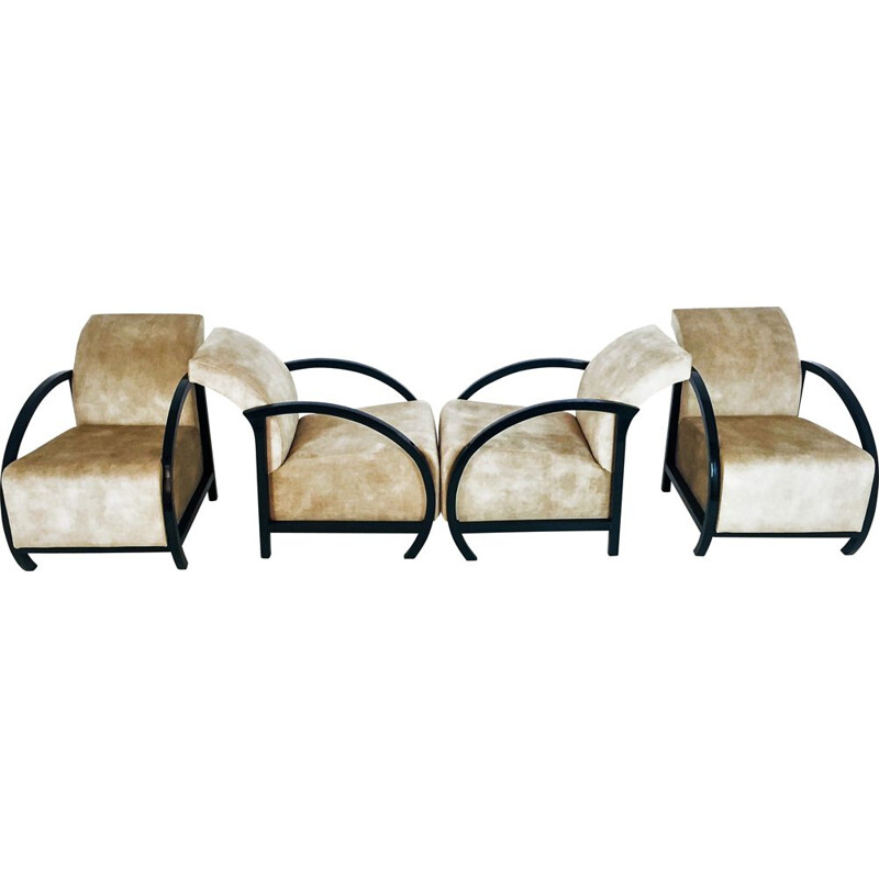 Set of 4 vintage Art Deco armchairs, France