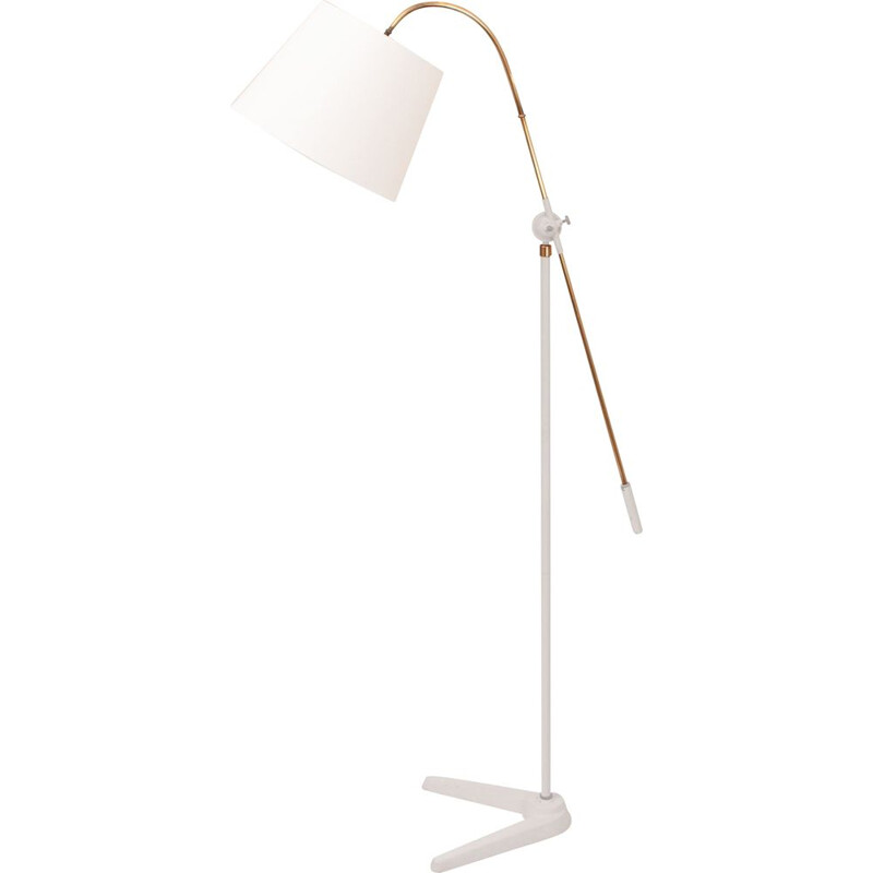 Adjustable vintage floor lamp on V shaped base, Denmark 1940s