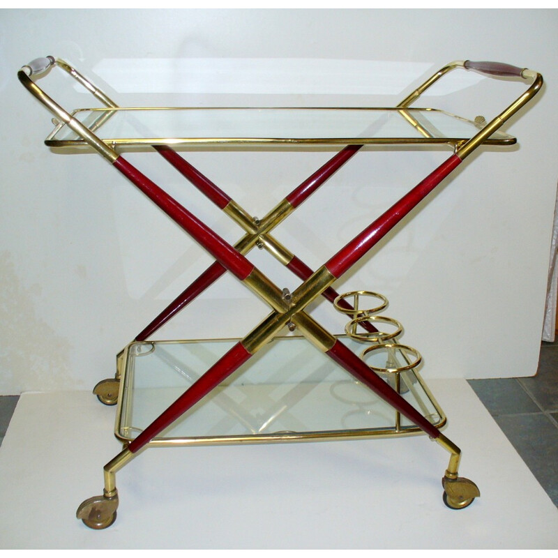 Mid-century serving table in lacquered wood and brass, Cesare LACCA - 1950s