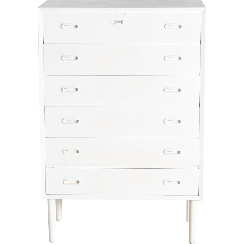 Vintage chest of drawers painted in white, Denmark