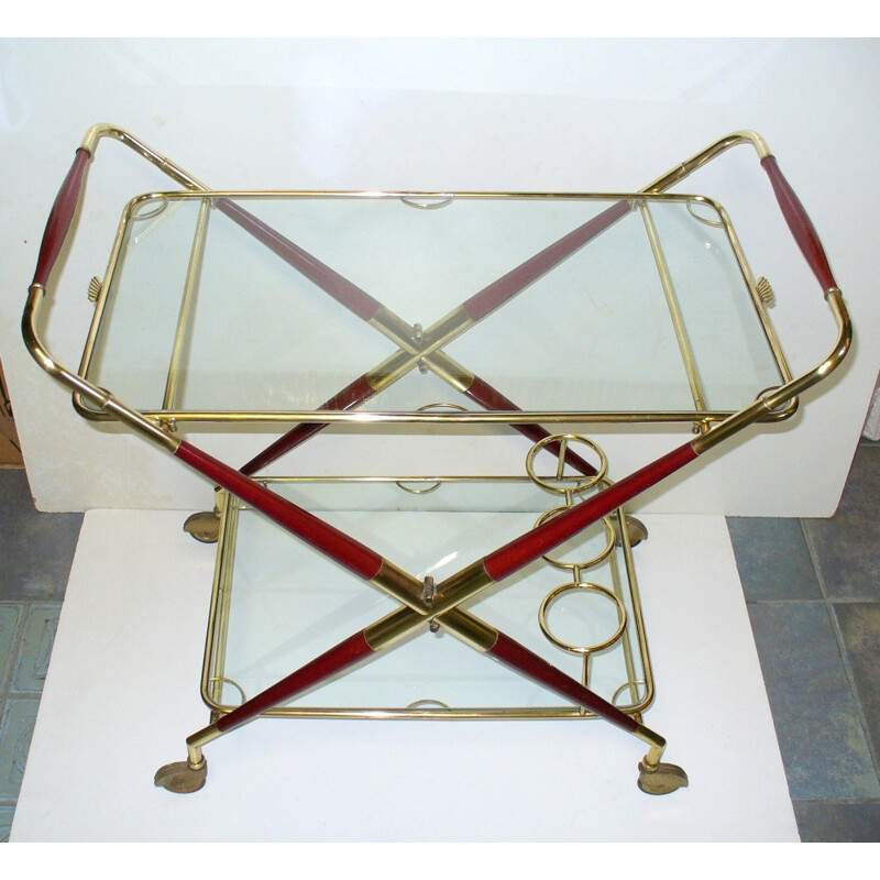 Mid-century serving table in lacquered wood and brass, Cesare LACCA - 1950s