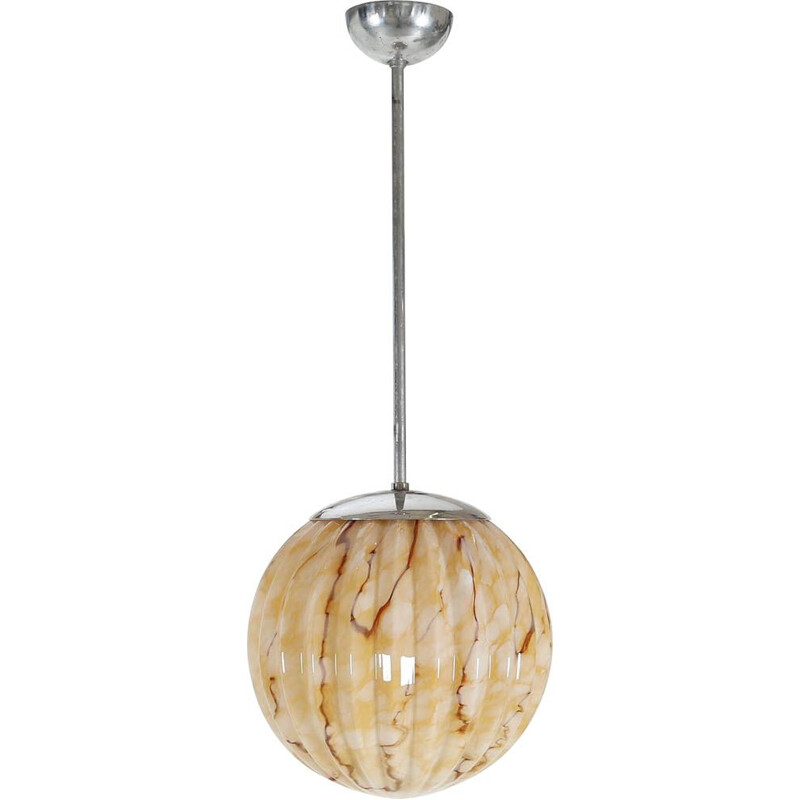 Art Deco vintage opaline glass pendant lamp, 1930