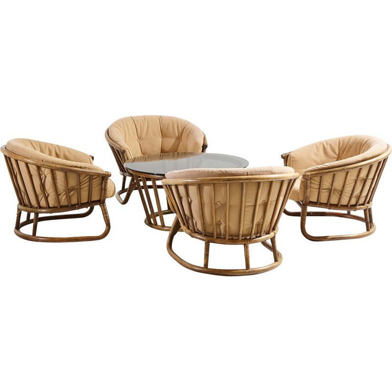 Vintage bamboo living room set