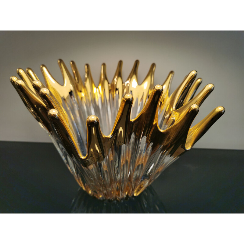 Vintage gilded Bayel crystal cup, 1950-1960