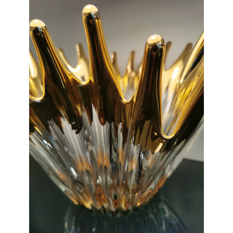 Coupe vintage en cristal de Bayel doré, 1950-1960