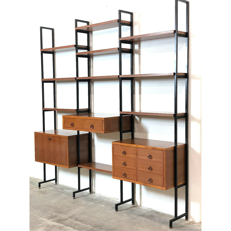 Vintage teak modular shelving system, Italy 1960