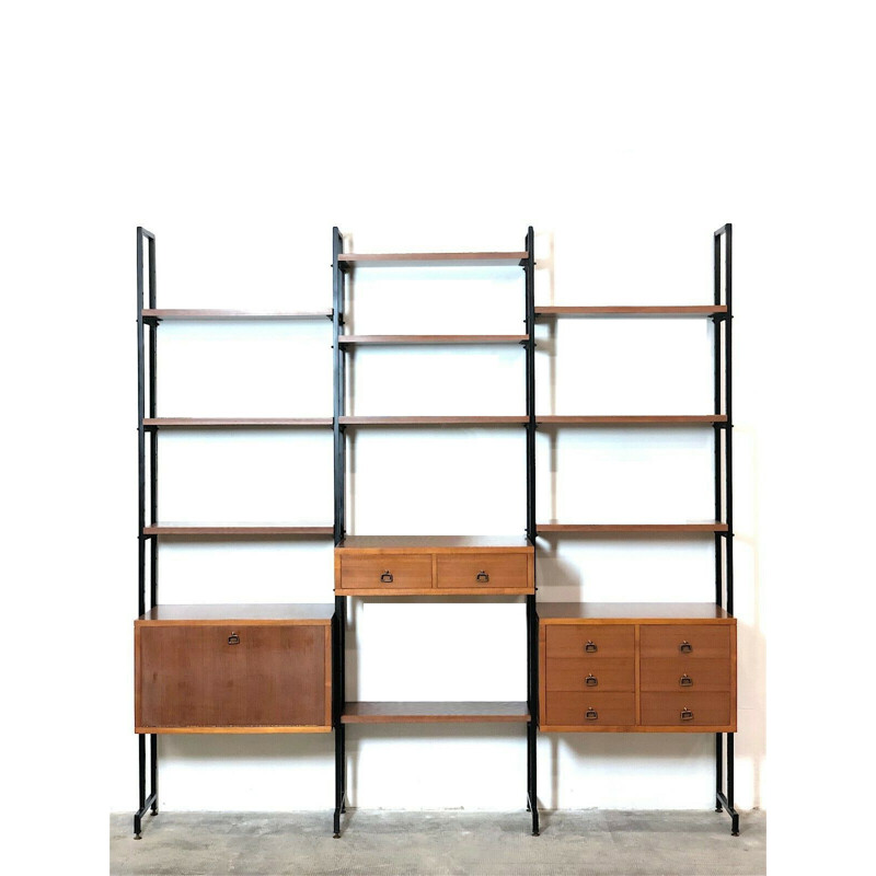 Système d'étagère modulaire vintage en teck, Italie 1960