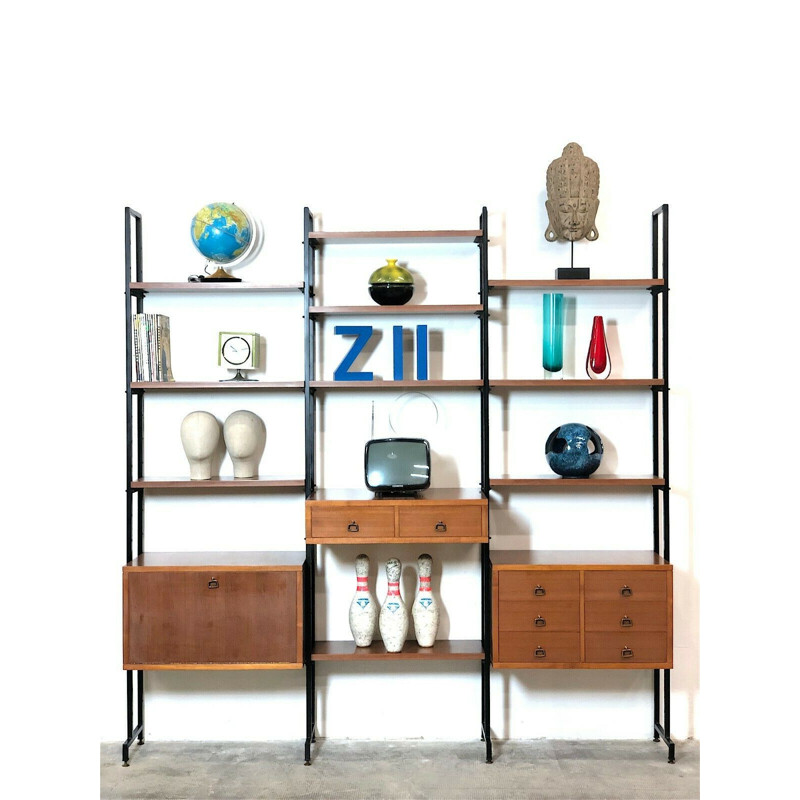 Vintage teak modular shelving system, Italy 1960