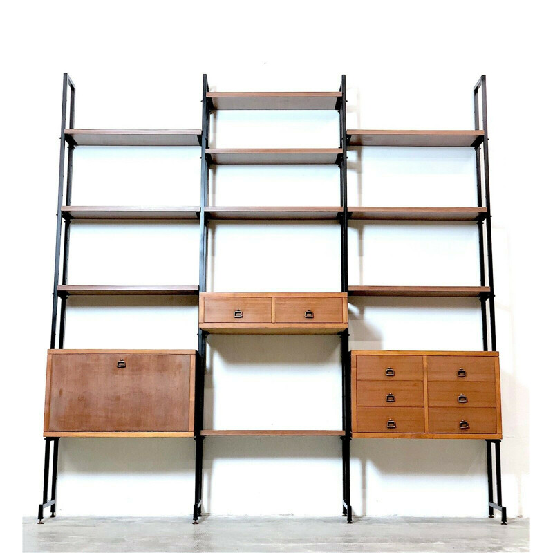 Vintage teak modular shelving system, Italy 1960