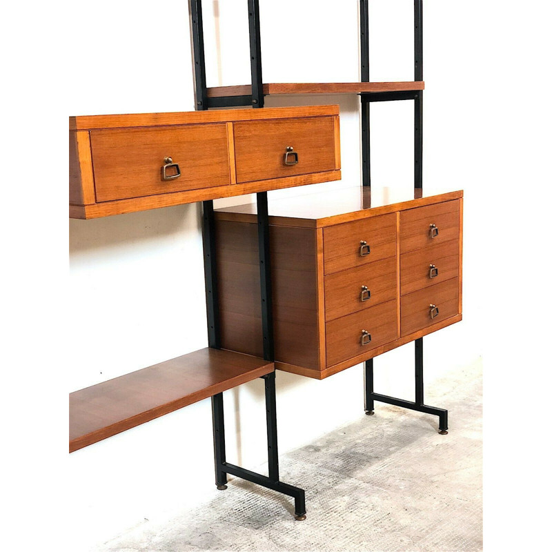 Vintage teak modular shelving system, Italy 1960