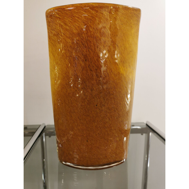 Ovoide Vintage-Vase aus mundgeblasenem Glas, Italien 1970
