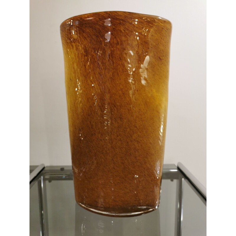 Ovoide Vintage-Vase aus mundgeblasenem Glas, Italien 1970
