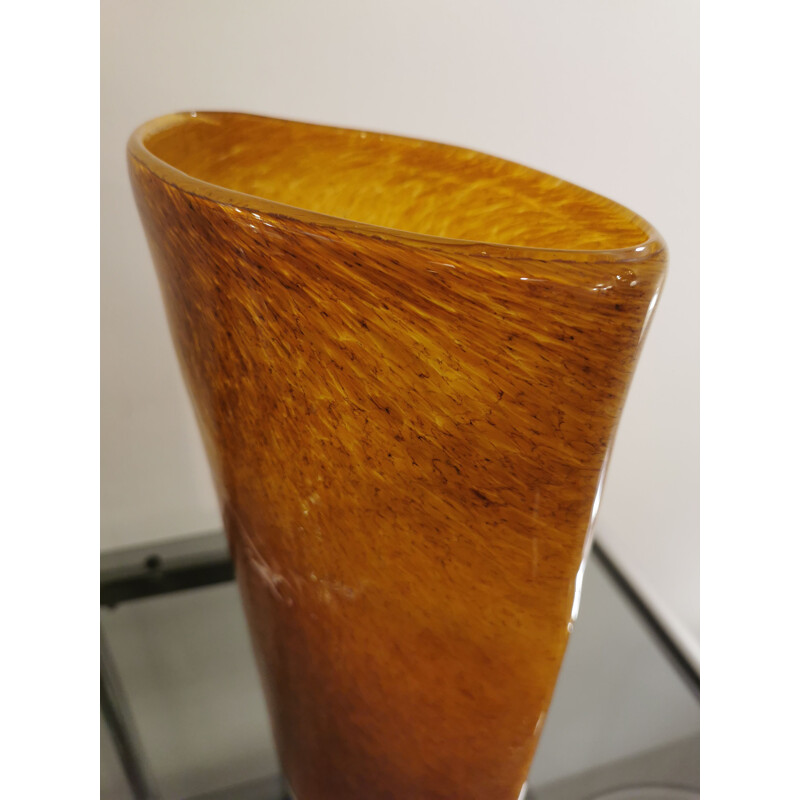 Vintage ovoid blown glass vase, Italy 1970
