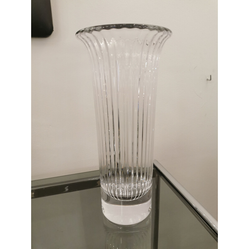 Vase rouleau vintage en cristal de Vannes, 1970