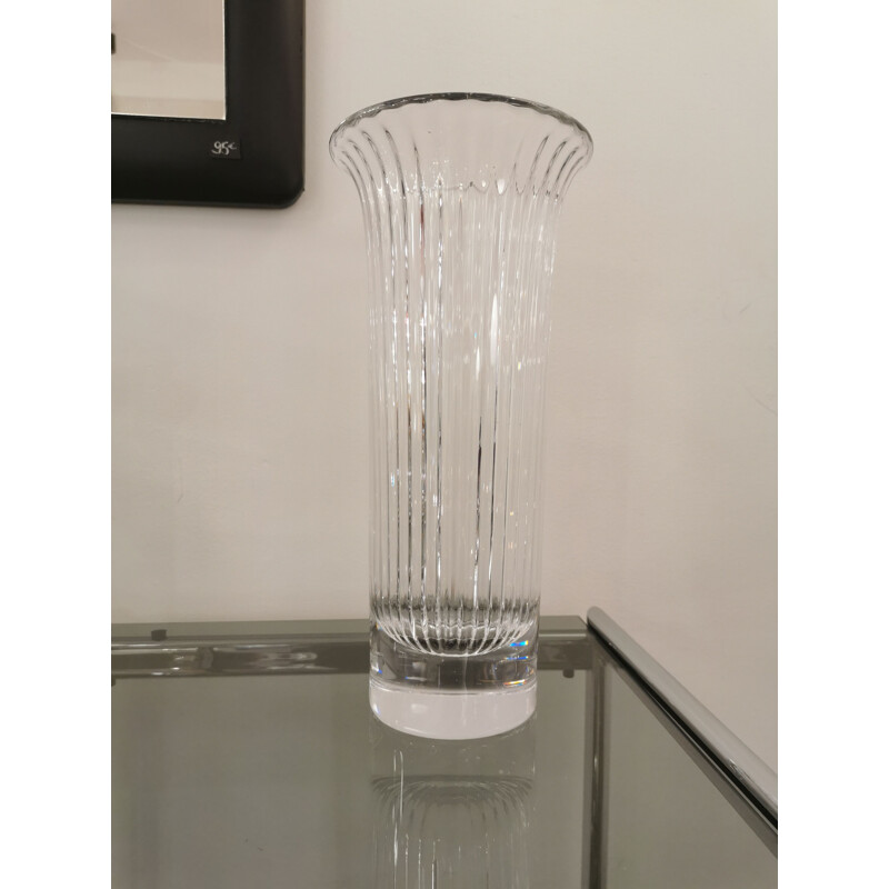 Vintage roller vase in Vannes crystal, 1970