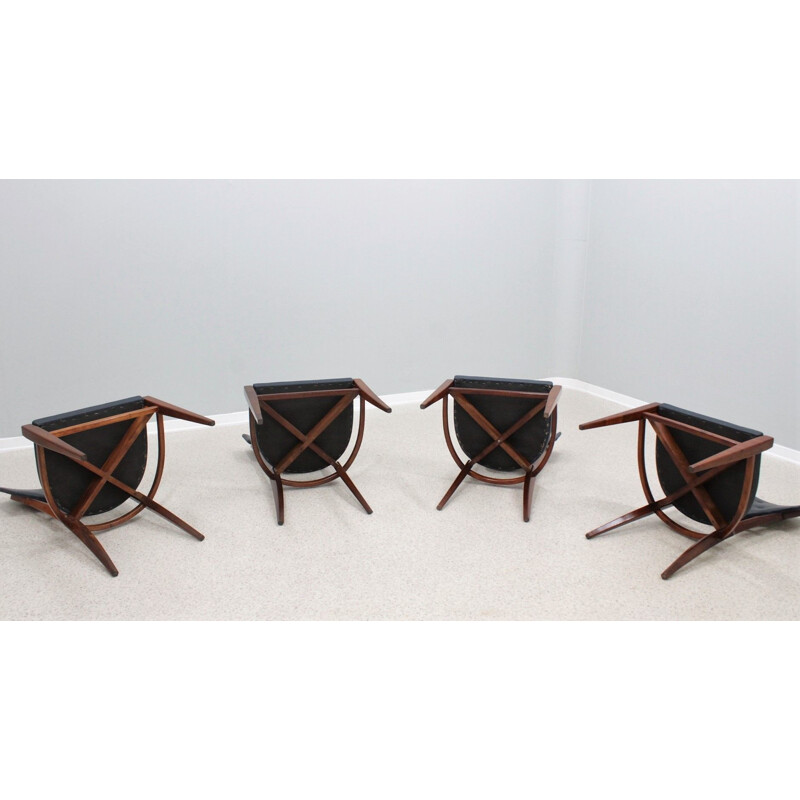 Set of 4 vintage dining chairs by Erik Gunnar Asplund, 1940s